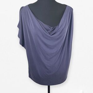 By Anthropologie Navy Blue Cold shoulder cutout cowl neck Relaxed knit Blouse L